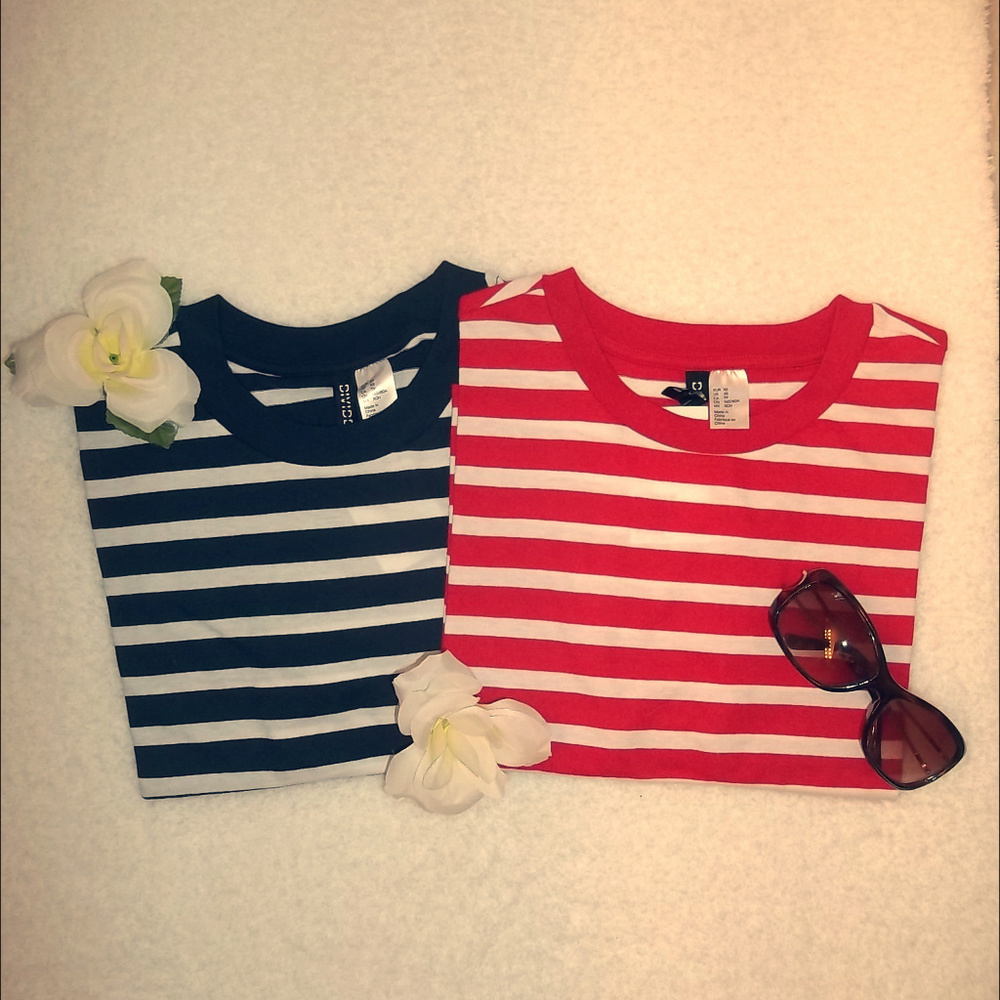 NWT H&M Striped Quarter Sleeve Shirts Size Small